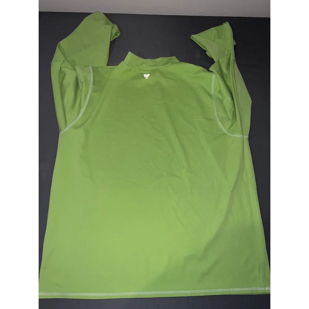 Lands End Mens XL Rash Guard Swim Shirt Long Sleeve Mock Neck Lime Green Tee